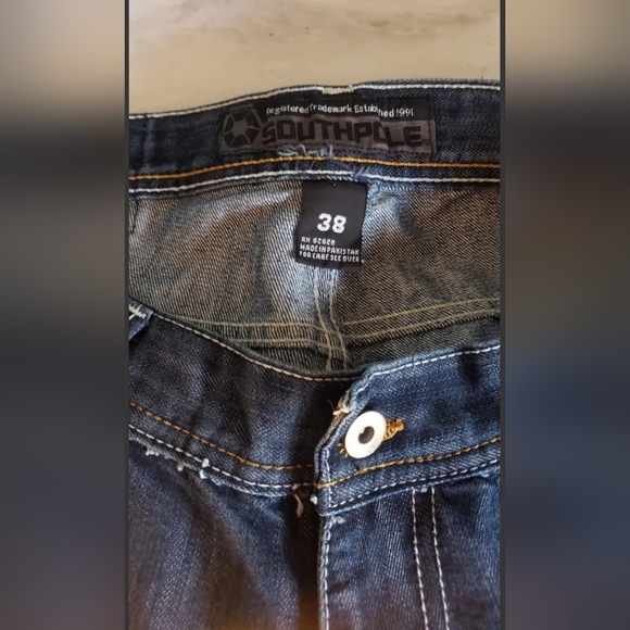 Vintage SouthPole Straight Leg Denim Blue Jeans Men's 38x32 - Picture 4 of 4